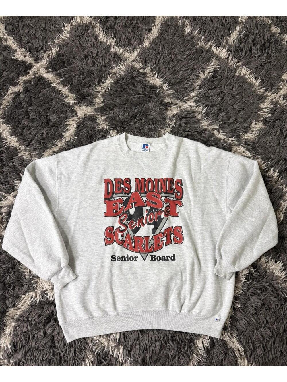 Vintage 90s Russell Athletic Sweatshirt XXL Made In USA Des Moines East Scarlets